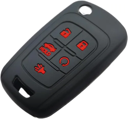 Miniatura 5 de Funda de silicona sin llave para Chevrolet Malibu, Camaro, Cruze y más - 5 botones negro/rojo y blanco