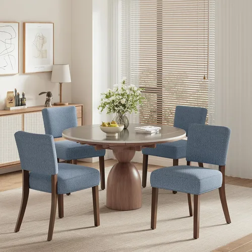 Miniatura 16 de COLAMY Juego de 2 sillas tapizadas para comedor, sillas de cocina de tela con asiento y respaldo acolchados, patas de madera maciza, sillas modernas