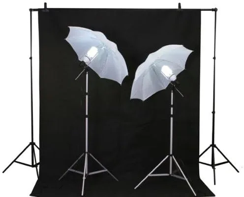ePhoto Kit de iluminación de luz de video continuo de 800 W, 10 x 12 pies, fondos de muselina blanca y negra con sistema de soporte de soporte de