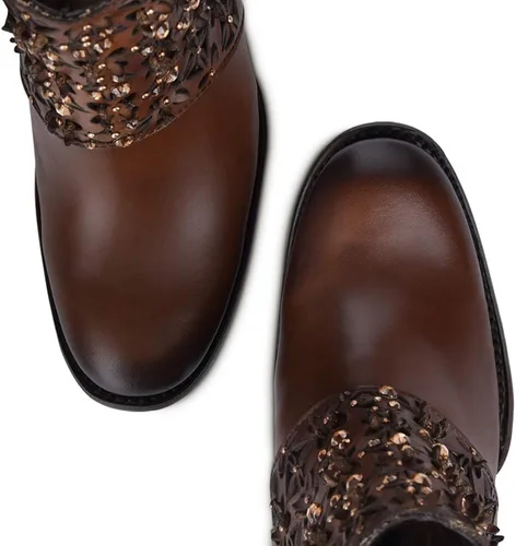 Miniatura 8 de Cuadra Botines para mujer en piel bovina con cristales y cremallera
