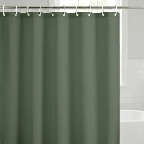 Miniatura 10 de Americanflat 71x74 Cortina de Ducha Sólida Negra - Cortina de Ducha Larga Resistente al Agua con Ojales de Metal Duraderos y 12 Ganchos - 100%