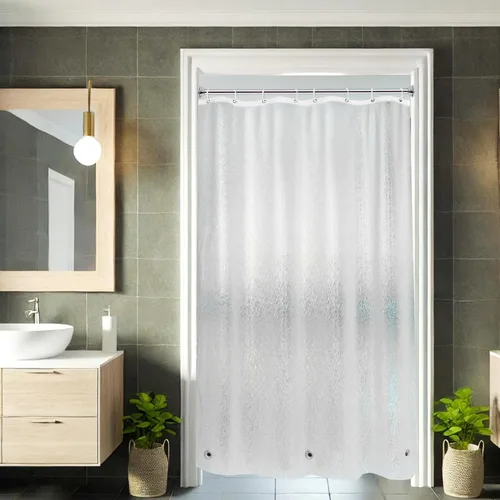 Miniatura 10 de AooHome Eva - Forro de ducha pequeño de 36 x 72 pulgadas, cortina de baño transparente de calibre 8 con ganchos, imanes inferiores, impermeable