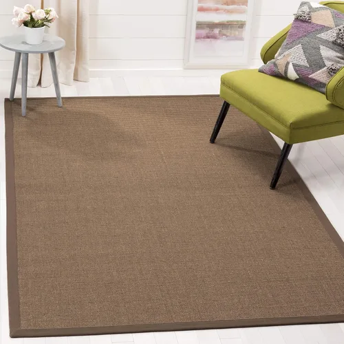 Miniatura 27 de Alfombra de sisal Safavieh, de color maíz y negro, tejida a mano, de la colección de fibras naturales; 5 x 8 pulgadas, NF441A, Tela, Gris / Gris