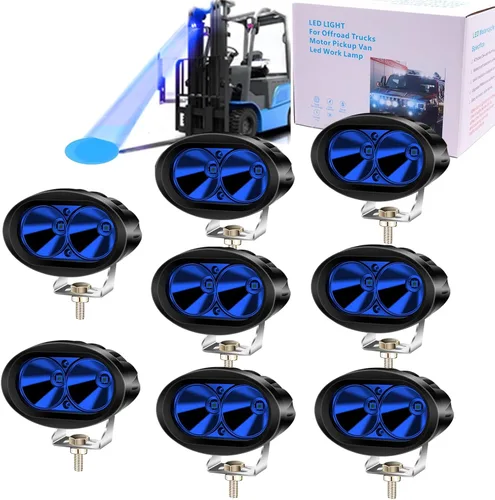Miniatura 10 de Luces de carretilla elevadora azul, luz de seguridad para carretilla elevadora 12V-80V, luces de emergencia de advertencia para focos de carretilla