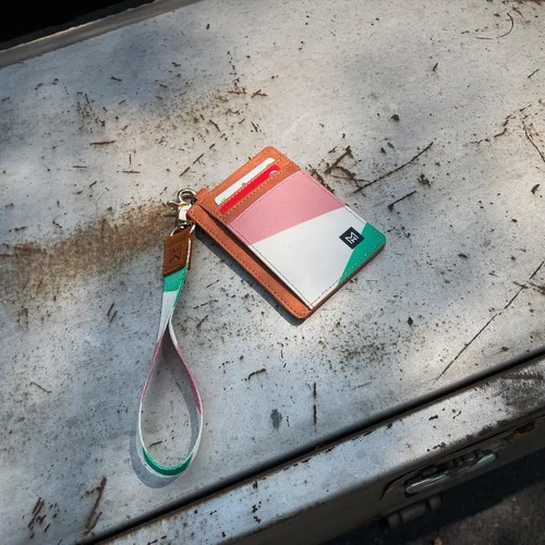 Miniatura 5 de Cartera delgada minimalista con bloqueo RFID, de cuero, con bolsillo frontal elástico, para mujer, Geometry, Minimalista