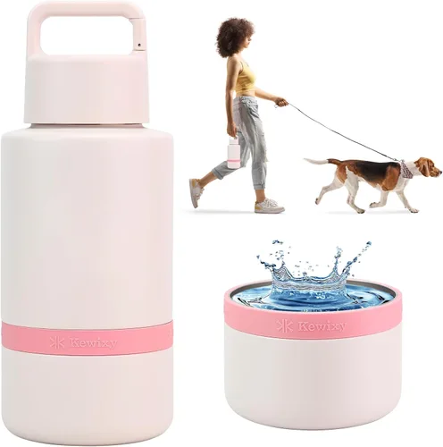 Miniatura 14 de Regalo para mamá de perro, botella de agua aislada para perro con cuenco de viaje, Navidad para mujeres, cumpleaños para amantes de los perros