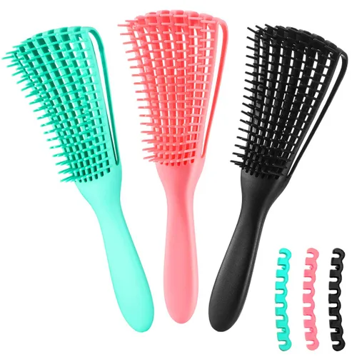 Miniatura 7 de Cepillo desenredante para cabello afroamericano/africano texturizado 3a a 4c, peine de masaje para el cuero cabelludo desenredante de nudos