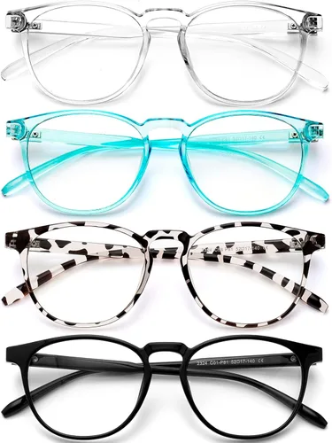 Miniatura 10 de Gafas de bloqueo de luz azul para mujeres/hombres, paquete de 4 unidades para lectura en computadora, juegos, televisión, teléfono, antirreflejos