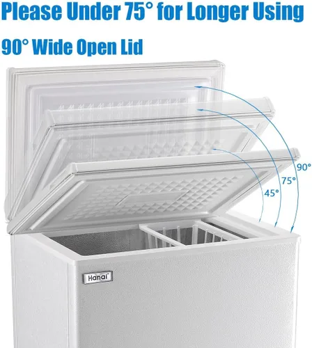 Miniatura 4 de Congelador de Pecho Congelador Profundo 5.0 Pies Cúbicos Mini Congelador Blanco Autoportante Puerta Superior Ajustable 7 Termostato y Canasta