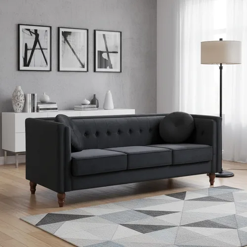 Miniatura 14 de Container Furniture Direct Novara - Sofá de terciopelo moderno de mediados de siglo, sofá biplaza copetudo, cómodo sofá, decoración de habitación