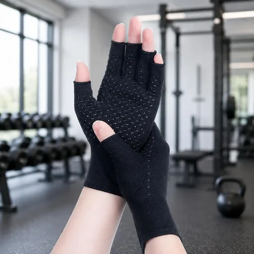 Miniatura 10 de Guantes de artritis – Compresión sin dedos para aliviar el dolor de las articulaciones, guantes de mano cálidos para túnel carpiano para mujeres
