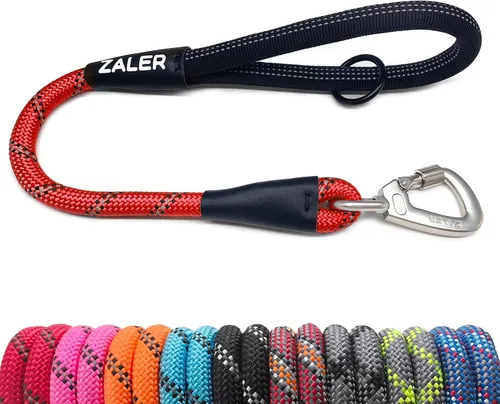 Miniatura 13 de ZALER Correa Corta para Perro, Correas de Tráfico de Cuerda de 26 Pulgadas para Perros, Correa Reflectante para Perro con Anillo en O, Correa Negro