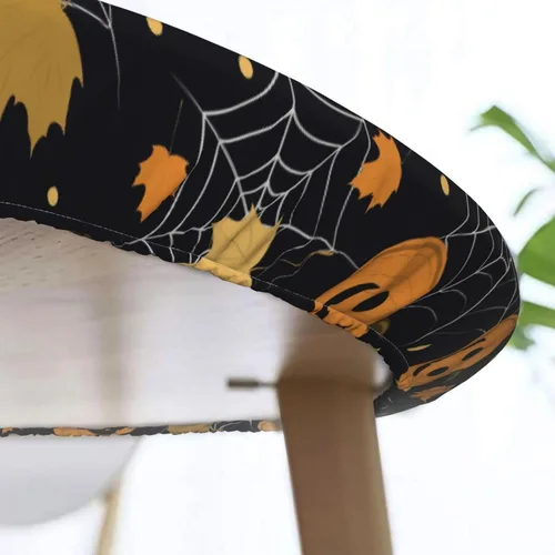 Miniatura 6 de Famame Mantel redondo ajustable con diseño de hojas de otoño y Halloween, con borde elástico, impermeable, con borde elástico, para interiores