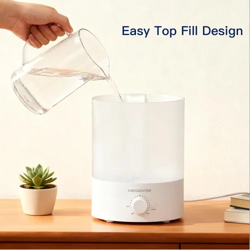 Miniatura 9 de MegaWise Humidificadores de niebla fría de recarga superior saludable para dormitorio, vaporizador de aire ultrasónico de 24 dB con filtro de agua