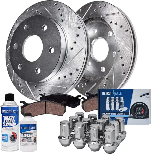 Miniatura 16 de Detroit Axle - Kit de frenos para Acura TSX 2009-2010 Honda Accord 2008-2011 Rotores de freno perforados y ranurados Pastillas de freno de cerámica