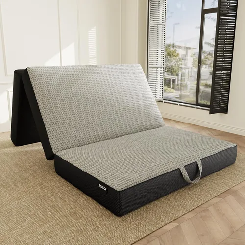 Miniatura 16 de ROXGOX Colchón Plegable Triple de Espuma Viscoelástica, Cama de Piso Portátil Individual de 4 Pulgadas, Colchoneta Plegable con Funda Lavable, Asa