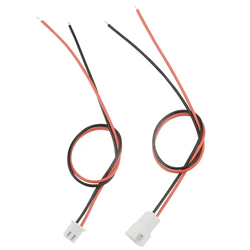 Miniatura 3 de 100 unidades (50 pares) 0.100 in 2PIN hembra y macho enchufe de conexión con conector de terminal rojo negro cable compatible con JST-XHP 7.874 in