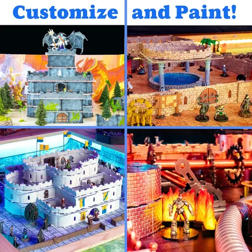 Miniatura 9 de Dirt Cheap Dungeons Baron Castle Set – Kit modular de 451 piezas de mega-fortaleza – 53 pies de paredes lineales para cuadrícula de 1 pulgada TTRPG