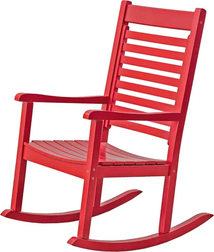 Miniatura 20 de Silla mecedora de madera moderna de Shine Company, balancín de porche ergonómico de asiento ancho, color negro