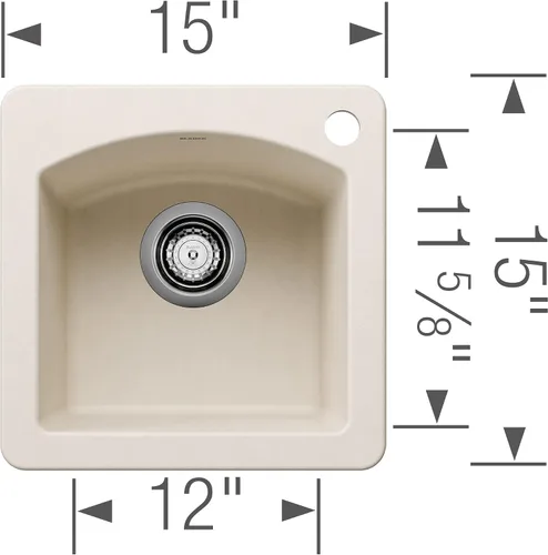 Miniatura 2 de BLANCO 443070 Diamond Silgranit - Fregadero de barra para empotrar o empotrar, color blanco suave