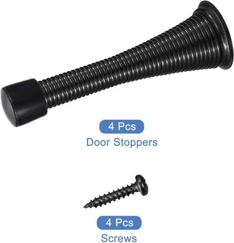 Miniatura 3 de uxcell 4 topes de puerta de resorte, tope de puerta flexible de 3 pulgadas con parachoques de goma y tornillos para proteger la parte inferior