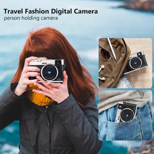 Miniatura 10 de Cámara digital 4K para fotografía, cámaras de videoblogs de 48 megapíxeles con enfoque automático y zoom digital 16X, cámara de punto y disparo