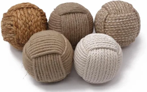 Miniatura 10 de Bolas de cuerda náuticas decorativas – 2 pulgadas – Juego de 8 – Hecho a mano de yute y algodón – para rellenos de cuencos de granja, detalles Yute