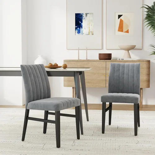 Miniatura 14 de Roundhill Furniture Wendell - Juego de 2 sillas de comedor tapizadas contemporáneas, color azul