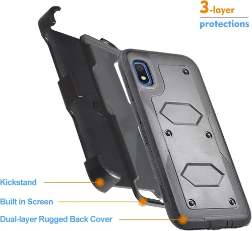 Miniatura 4 de Funda para Samsung Galaxy A10e, resistente, a prueba de golpes, pantalla integrada, protección de cuerpo completo, con clip giratorio para cinturón