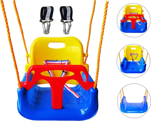 Miniatura 2 de Columpio desmontable 3 en 1 para niños pequeños a adolescentes que juegan al aire libre (silla azul con ganchos a presión)
