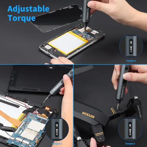 Miniatura 7 de STREBITO Juego Mini de Destornilladores Eléctricos, Kit de Destornillador Eléctrico de Máxima Precisión 70-en-1 con Luces, 5 Niveles de Par