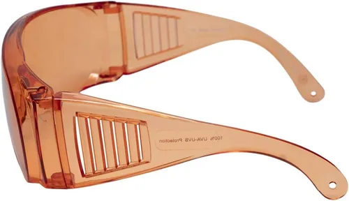 Miniatura 6 de Calabria 1003 Gafas de seguridad grandes que se ajustan sobre anteojos graduados Fitover para hombres y mujeres, envolventes, tintadas, Naranja