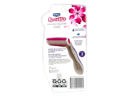 Miniatura 2 de Schick Quattro - Desechable piel sensible para mujer, 3 unidades (paquete de 1)