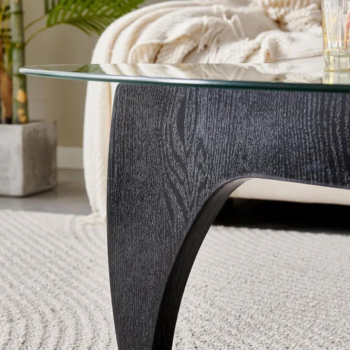 Miniatura 6 de Btrpily Mesa de centro de madera, moderna mesa de centro negra, contemporánea, elegante, muebles de alta gama para tu sala de estar