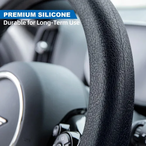 Miniatura 5 de Spurtar Funda para volante de automóvil para mujeres y hombres, accesorios de automóvil, protector de volante delgado antideslizante de silicona