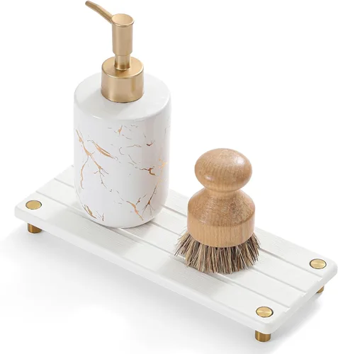 Miniatura 14 de Organizador de Fregadero de Cocina, Bandeja de Piedra Absorbente de Agua para Fregadero, Bandeja de Encimera de Baño de Diatomita, Protector
