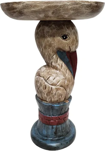 WorldBazzar Escultura de madera tallada a mano del soporte de la planta del soporte de la planta de los pescados del pelí