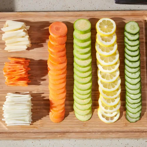 Miniatura 5 de Picadora de verduras de mandolina segura con recipiente para cocina, profesional, más con más de 30 ajustes preestablecidos y ajustador de grosor