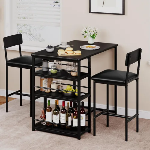 Miniatura 2 de GAOMON Juego de mesa de comedor para 2, mesa de cocina y sillas para 2 personas con sillas tapizadas, juego de mesa de cocina de barra de 3 piezas
