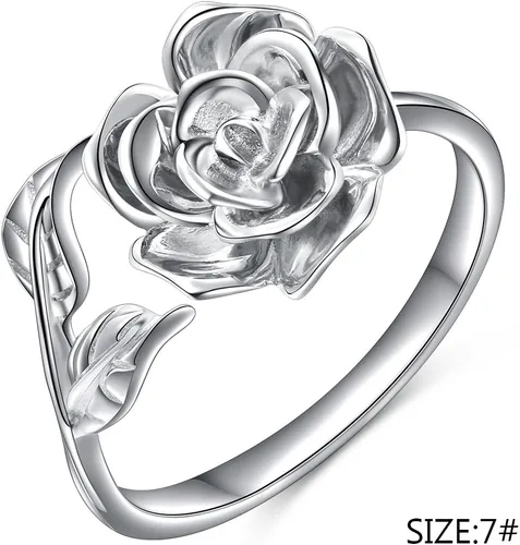 Miniatura 22 de Anillos abiertos ajustables de plata de ley S925, anillo de rosa para mujeres y adolescentes