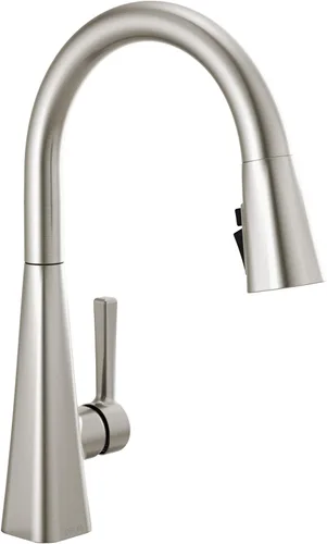 Miniatura 20 de Delta Lenta - Grifo de cocina negro mate con rociador extraíble, moderno grifo de fregadero de cocina de un solo agujero, mango único, negro mate