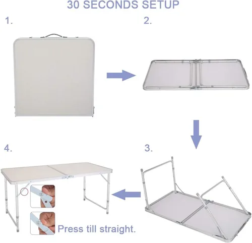 Miniatura 8 de Mesa de picnic plegable, 47.24 x 23.62 x 21.65 pulgadas, mesa plegable de aluminio ligera, mesa de campamento de aluminio, mesa portátil