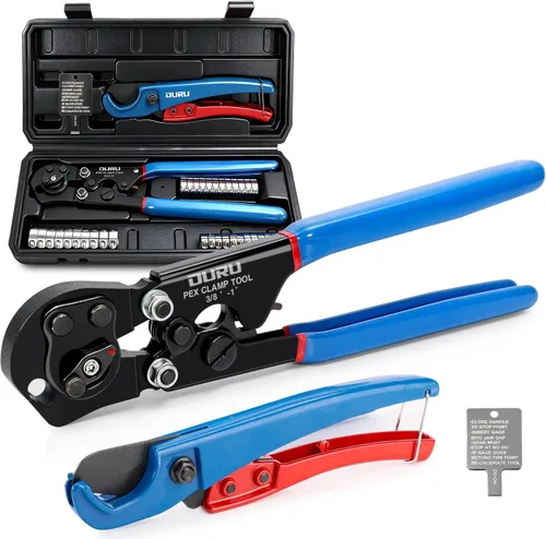 Miniatura 9 de OURU Herramienta de crimpado 2 en 1 con trinquete Pex, alicates para sujetar y quitar función combinada, herramienta profesional Pex de mango largo