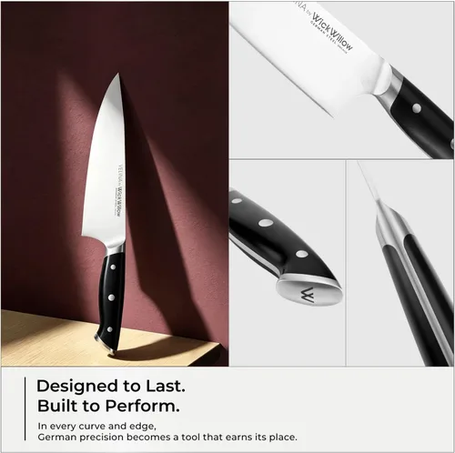 Miniatura 4 de Cuchillo de chef de 8 pulgadas, acero alemán afilado DIN1.4116, cuchillo de cocina multiusos para cortar, cortar en dados y picar, mango ergonómico