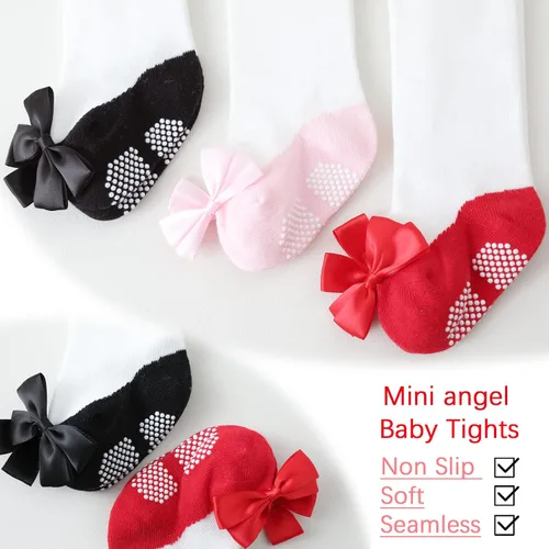 Miniatura 7 de Mini angel Mallas de bebé antideslizantes para niña, mallas lisascon aspecto de zapato, mallas sin costuras, mallas de algodón cálidas