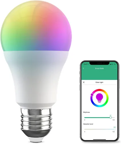 Miniatura 10 de Broadlink Bombilla inteligente, 10 W RGB regulable Wi-Fi LED bombillas inteligentes A19 800lm, funciona con Alexa, Google Home, Siri e IFTTT,
