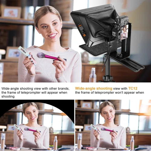 Miniatura 5 de LENSGO Teleprompter de aluminio de 12.9 pulgadas para iPad Tablet, cámaras réflex digitales con control remoto, aplicación compatible