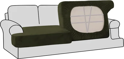 Miniatura 47 de H.VERSAILTEX Fundas de terciopelo elástico para silla con cojín en forma de T para sala de estar, funda de sofá, funda de asiento con cojín