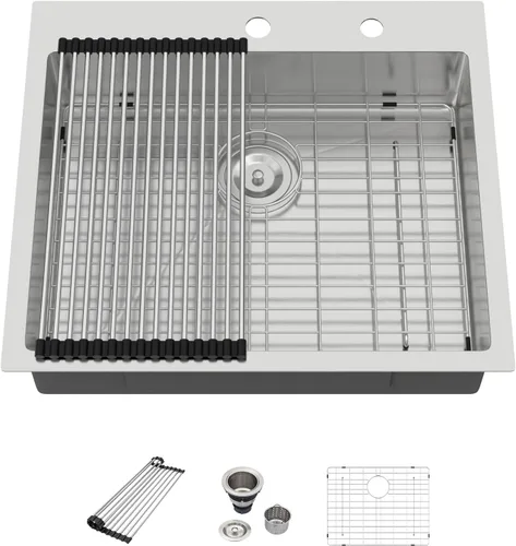 Miniatura 53 de Fregadero de cocina para exteriores, 21 x 20 pulgadas, fregadero de barra para exteriores, fregaderos de cocina de acero inoxidable de montaje