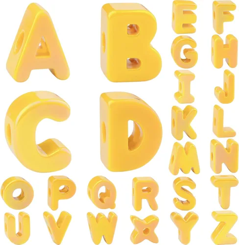 Miniatura 14 de 26 Pcs Chunky Amber Letter Beads, 20mm Jumbo 3D Acrylic Letter Beads, Big Letter Beads for Bracelets, Necklaces, Bagcharms, Shoelaces, Keychains